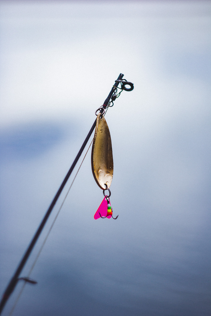 Brown Fishing Rod With Fish